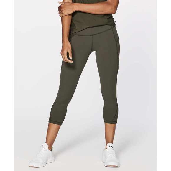 lululemon athletica Pants - ❌SOLD❌ Lululemon Dark Olive Green Run On Crop Leggings 21" Size 6